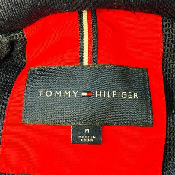 Tommy Hilfiger Nautical Striped Winbreaker Jacket Size M Blue Red Hooded Zip Up - Picture 12 of 14